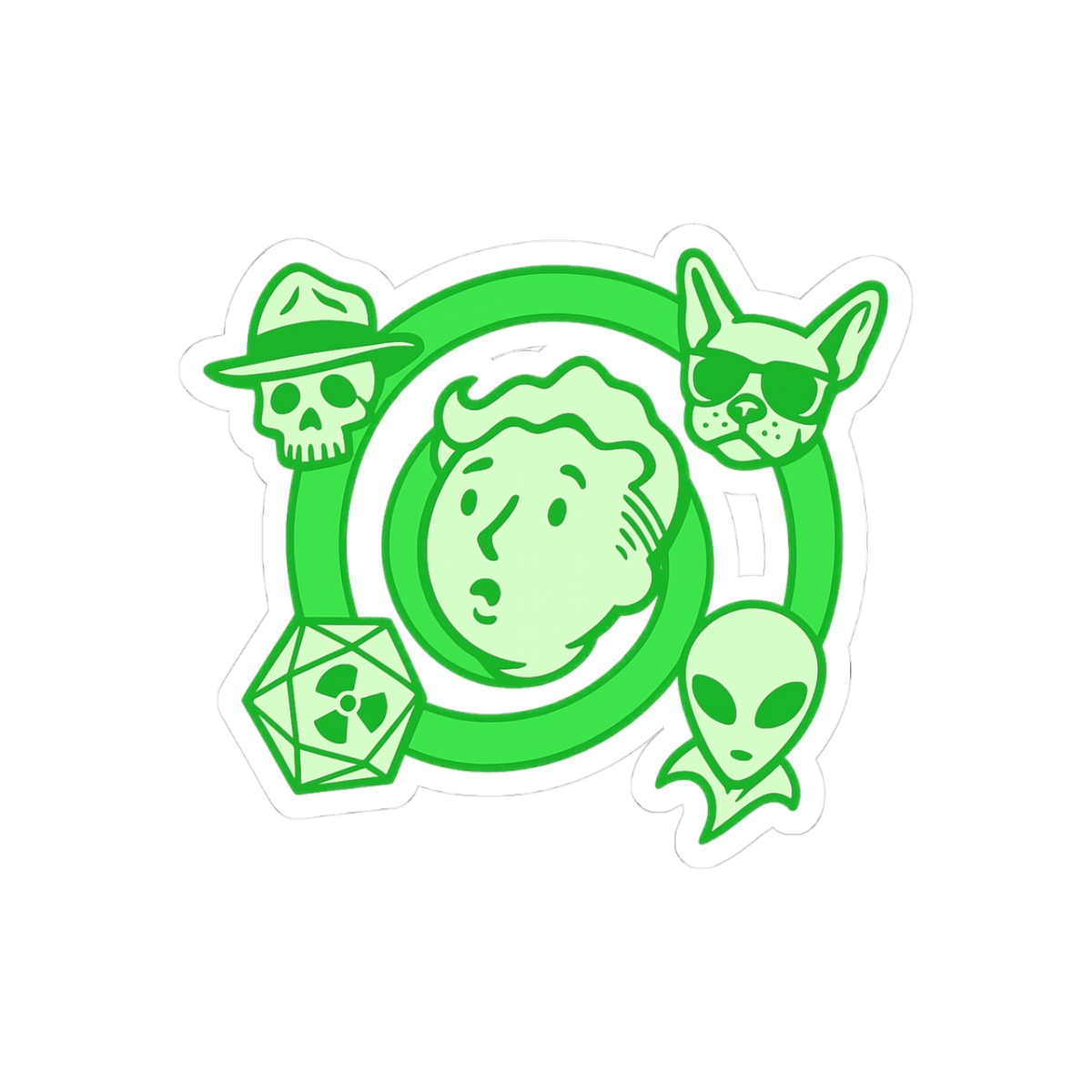 Geiger Counter Green Wild Wastelanders Trait Icon Sticker - alternate angle 1, merchandise