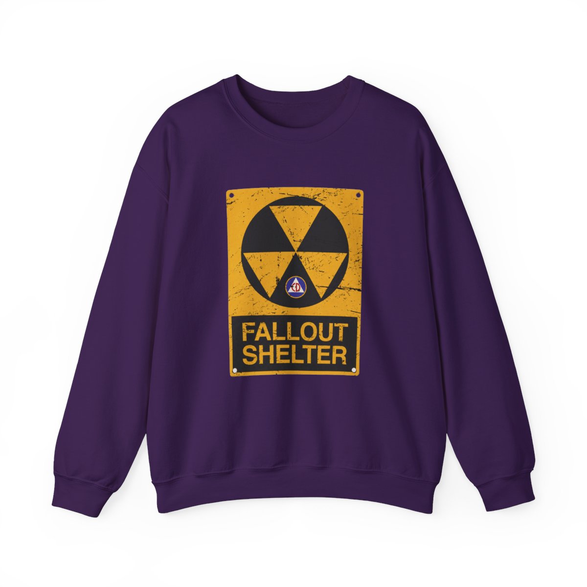Cold War Civil Defense Fallout Shelter Sign Crewneck T-Shirts