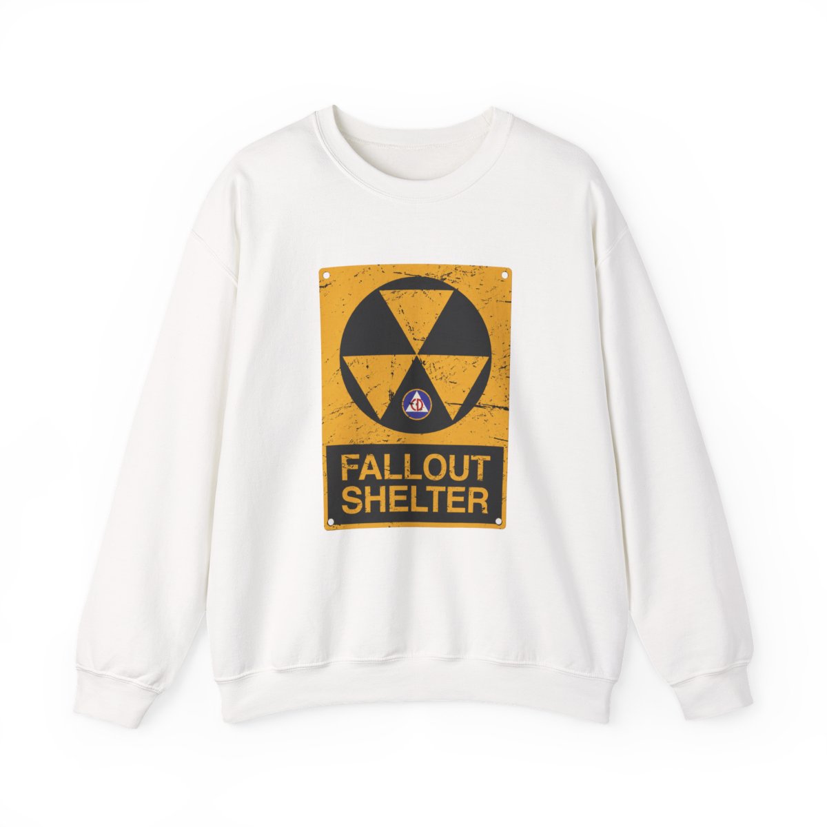 Cold War Civil Defense Fallout Shelter Sign Crewneck T-Shirts