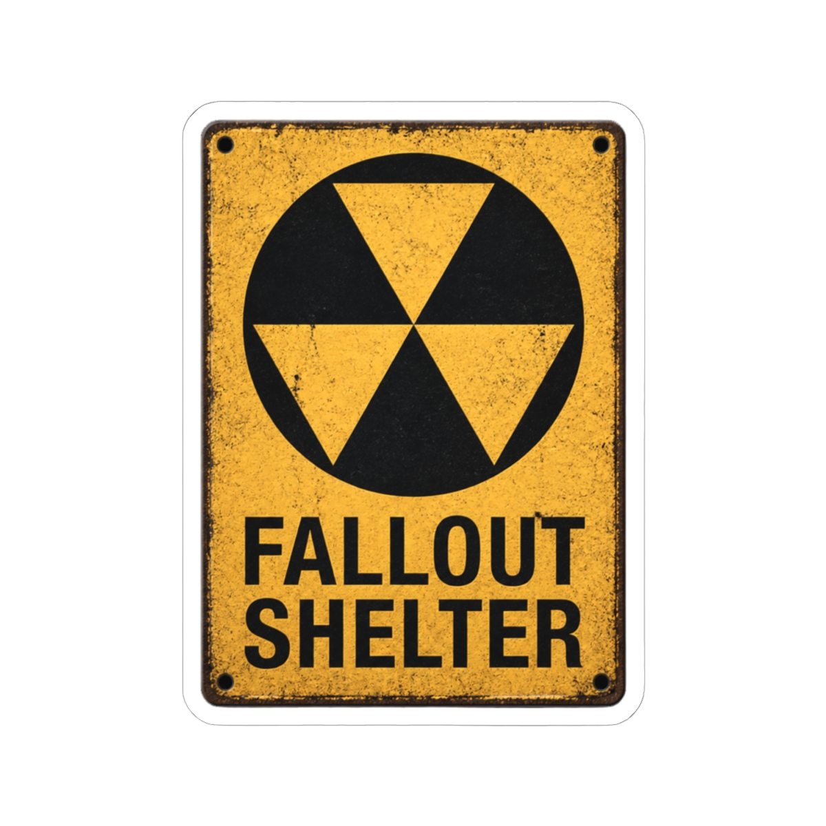 Cold War Civil Defense Fallout Shelter Sign Sticker - alternate angle 1, merchandise