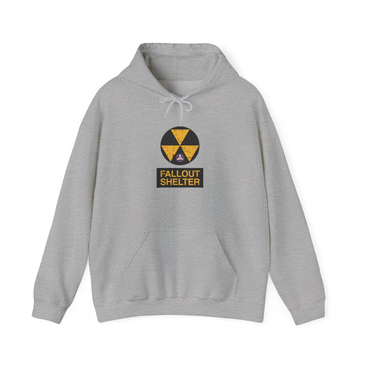 Cold War Civil Defense Fallout Shelter Sign Hoodie - alternate angle 2, merchandise