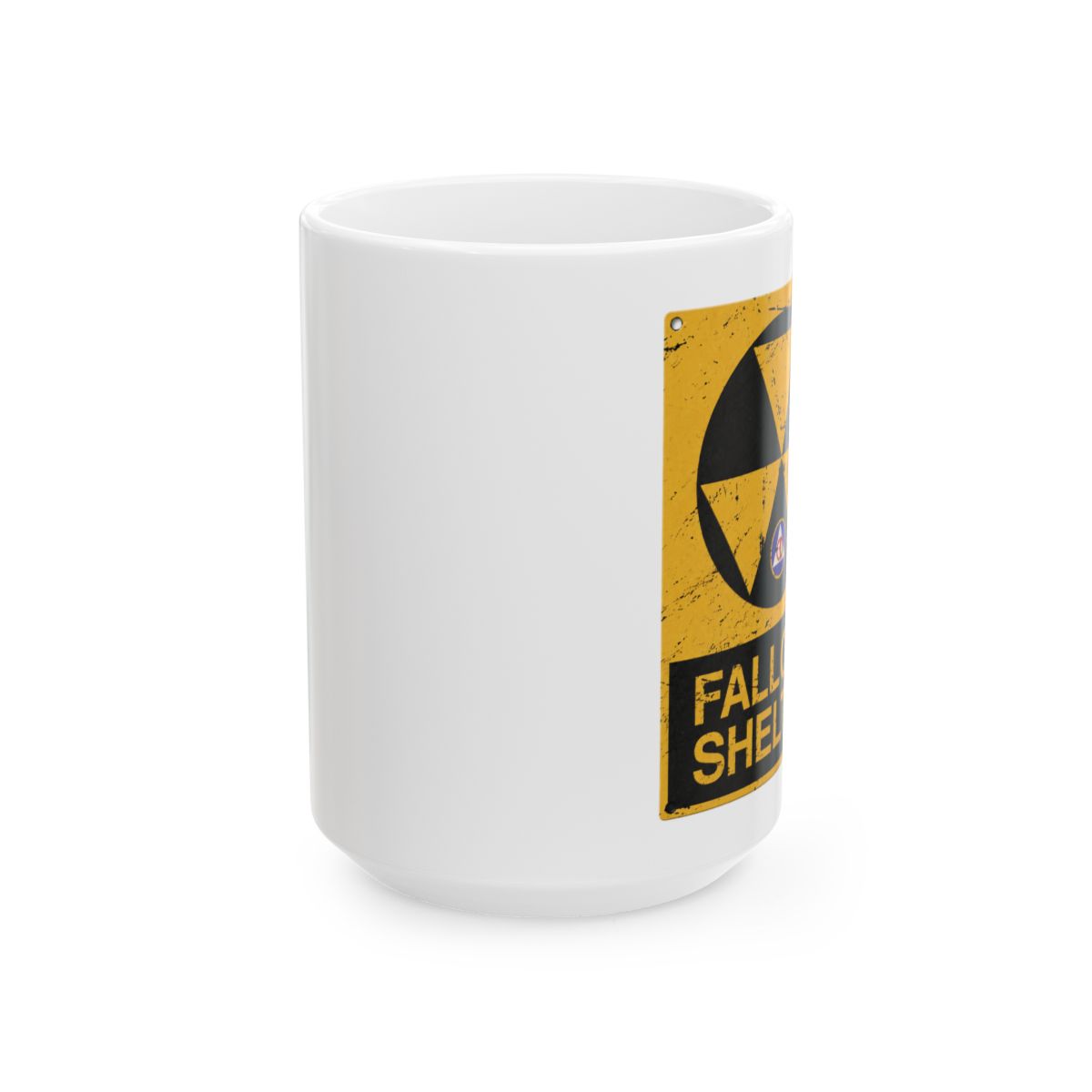 Cold War Civil Defense Fallout Shelter Sign Mug - alternate angle 4, merchandise