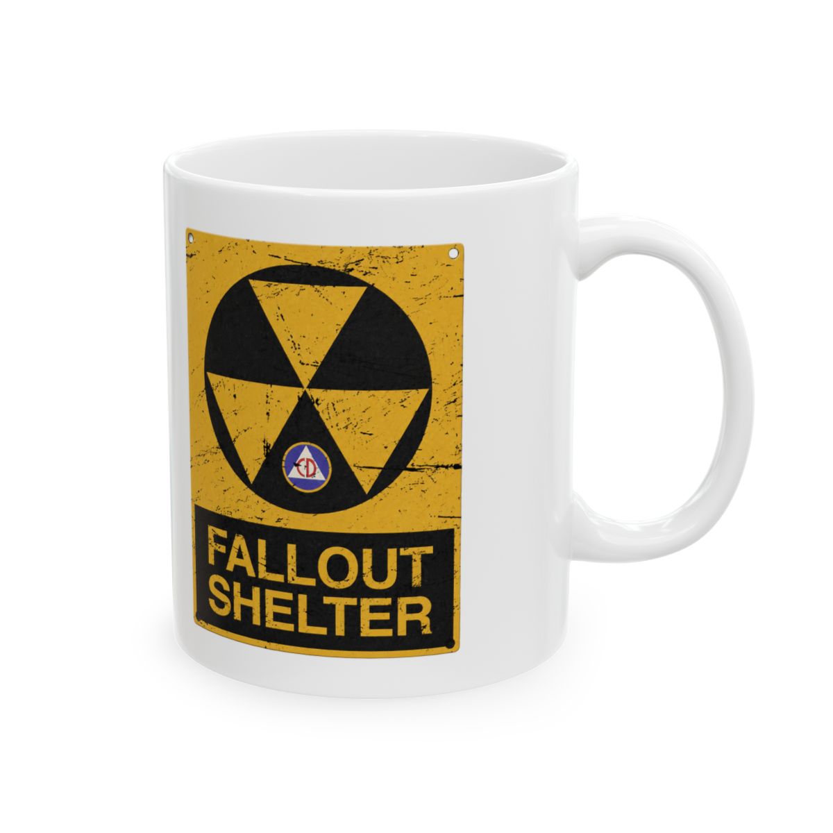 Cold War Civil Defense Fallout Shelter Sign Mug