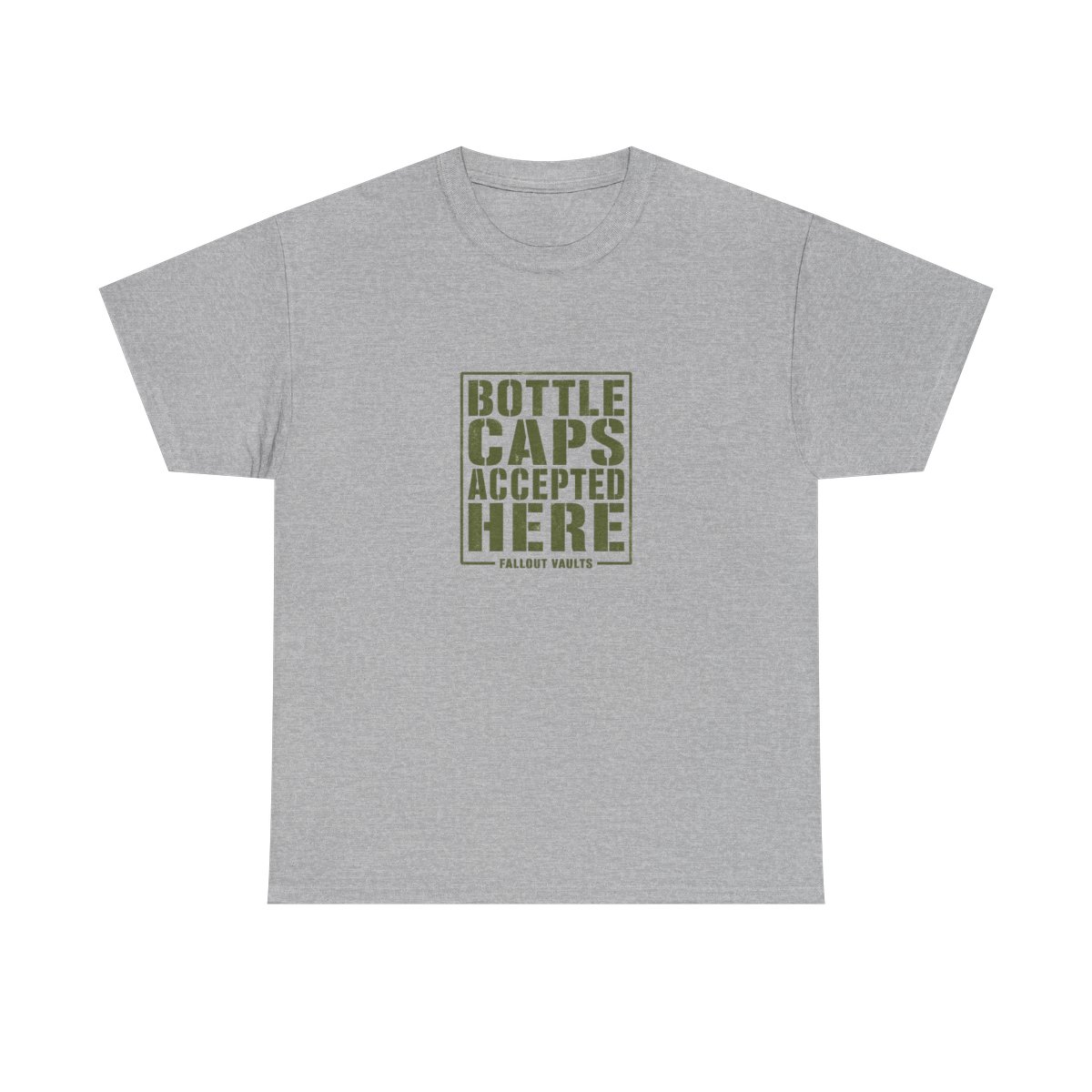 Fallout "Bottle Caps Accepted Here" Unisex Tee - alternate angle 3, merchandise
