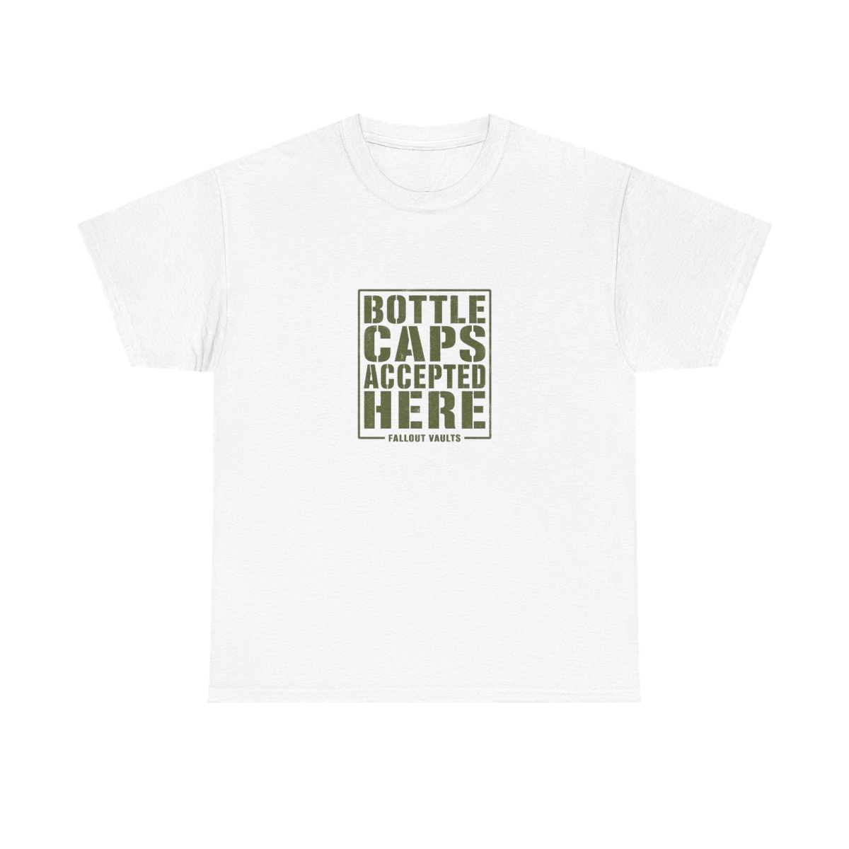 Fallout "Bottle Caps Accepted Here" Unisex Tee - alternate angle 2, merchandise