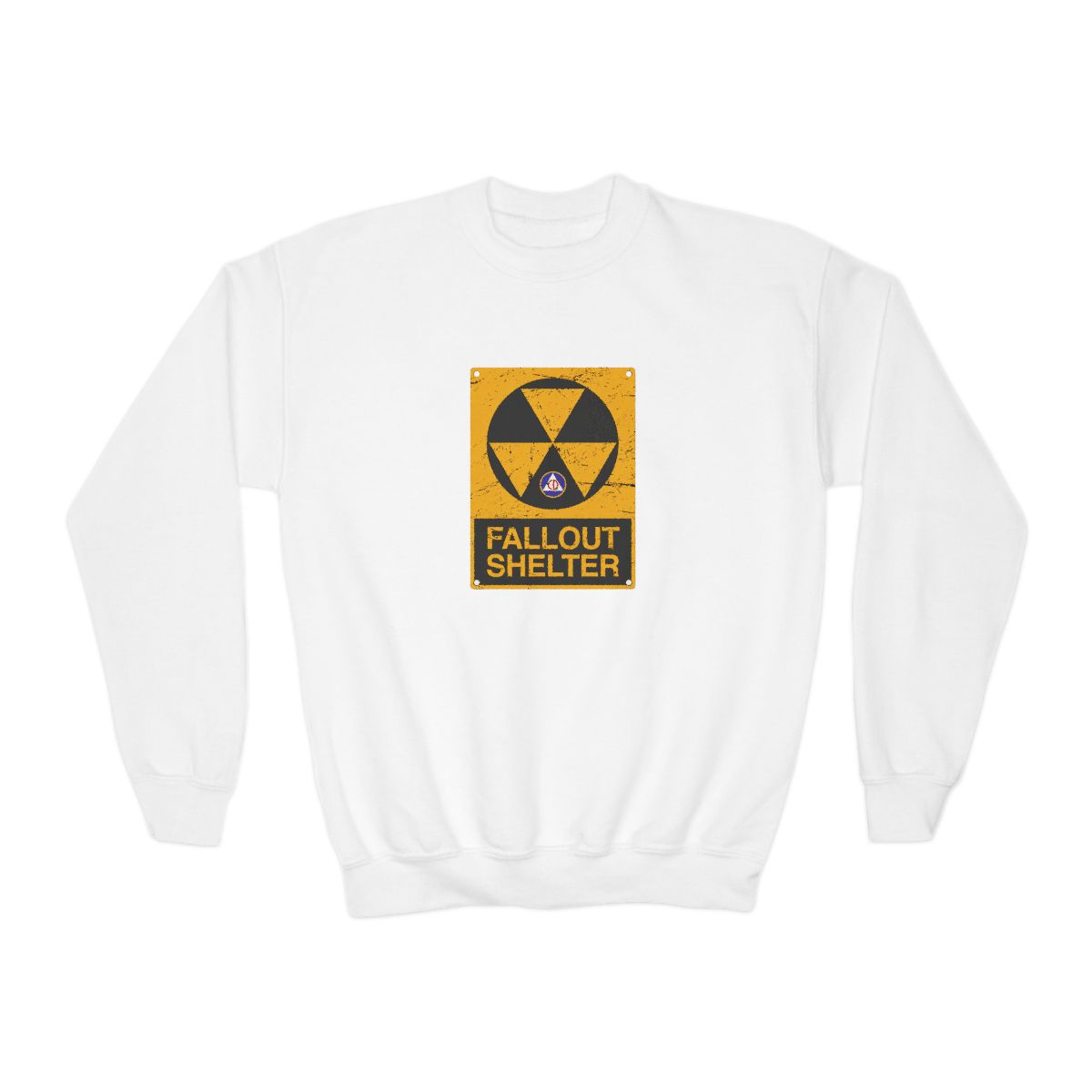 Cold War Civil Defense Fallout Shelter Sign Crewneck Kids T-Shirts