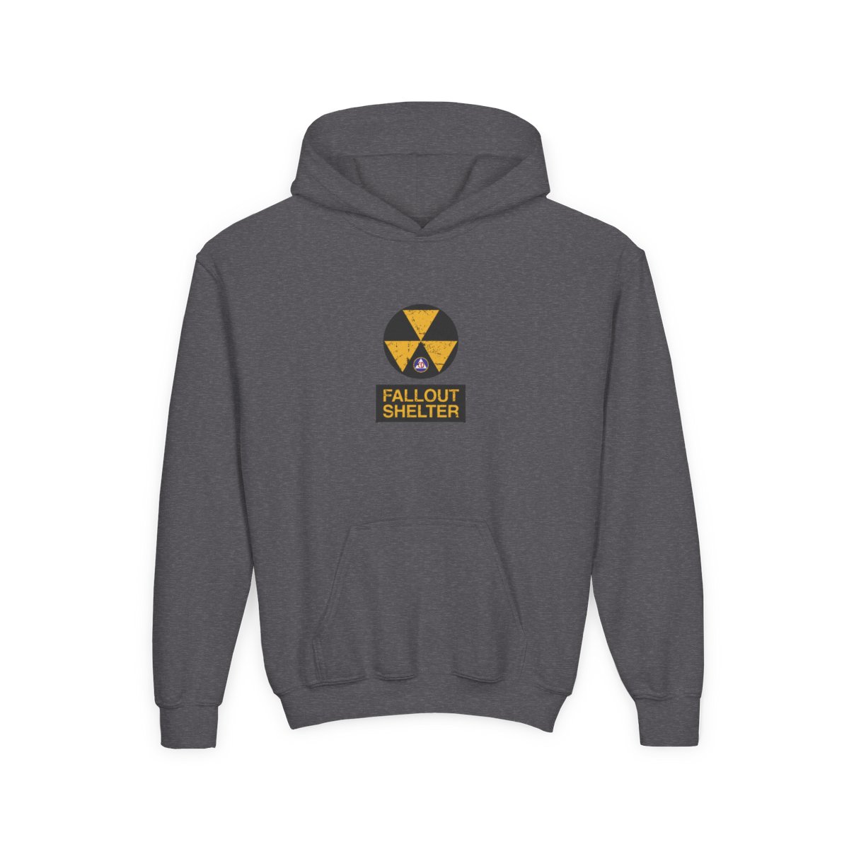 Cold War Civil Defense Fallout Shelter Sign Kids Hoodie - alternate angle 4, merchandise