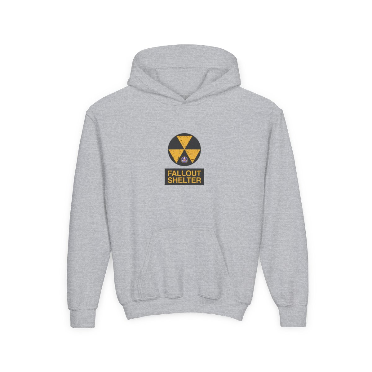 Cold War Civil Defense Fallout Shelter Sign Kids Hoodie - alternate angle 2, merchandise