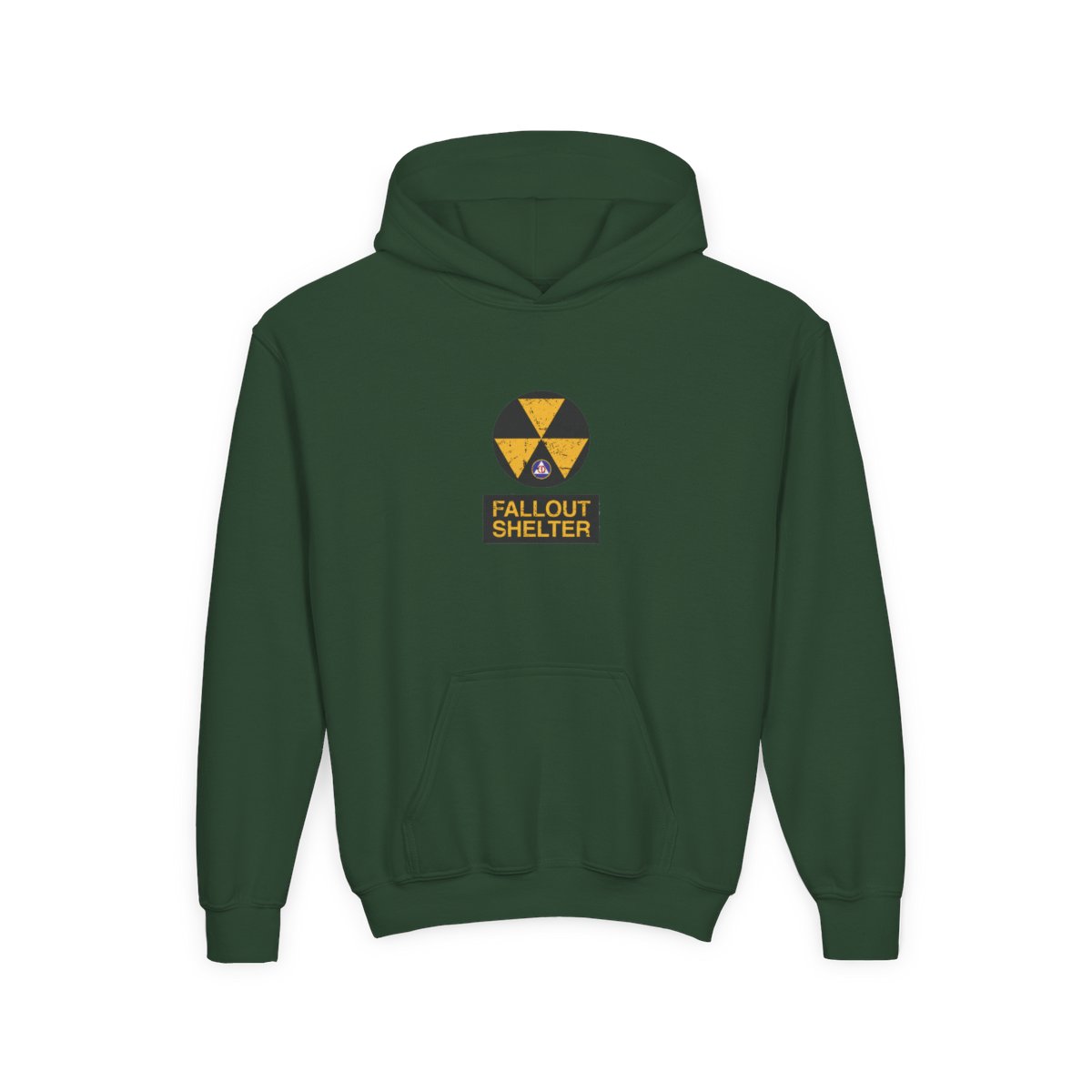 Cold War Civil Defense Fallout Shelter Sign Kids Hoodie - alternate angle 3, merchandise