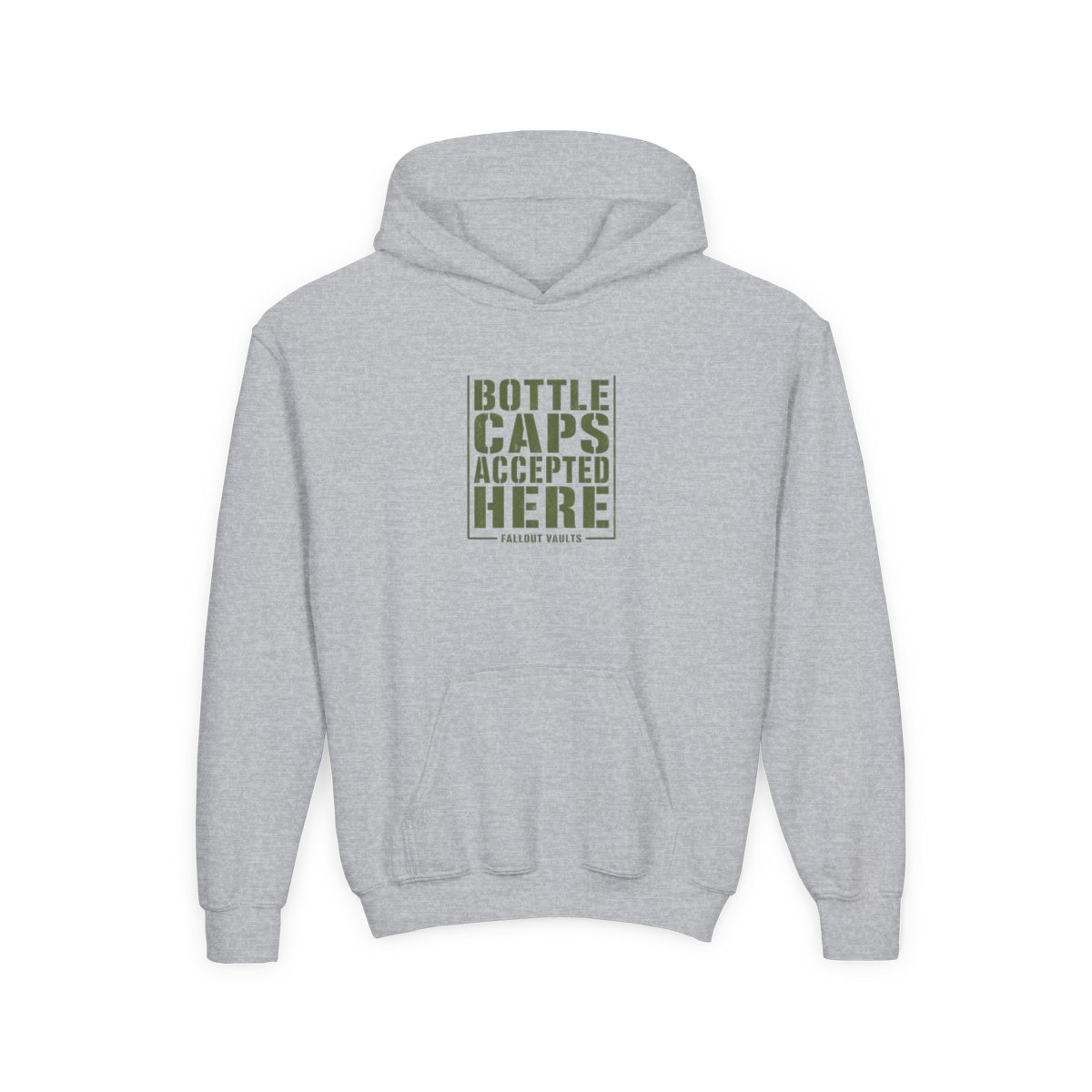 Fallout "Bottle Caps Accepted Here" Kids Hoodie - alternate angle 3, merchandise
