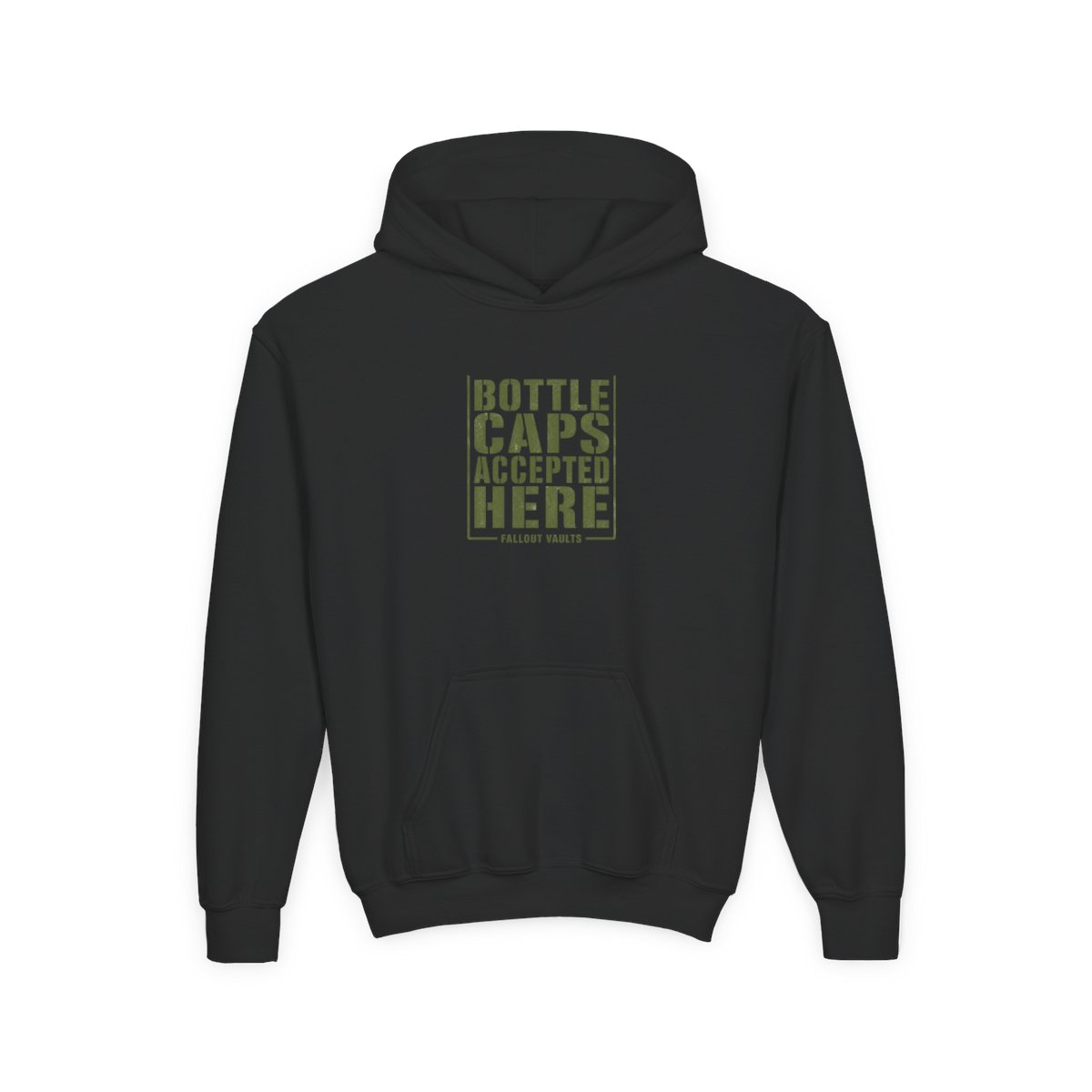 Fallout "Bottle Caps Accepted Here" Kids Hoodie - alternate angle 2, merchandise