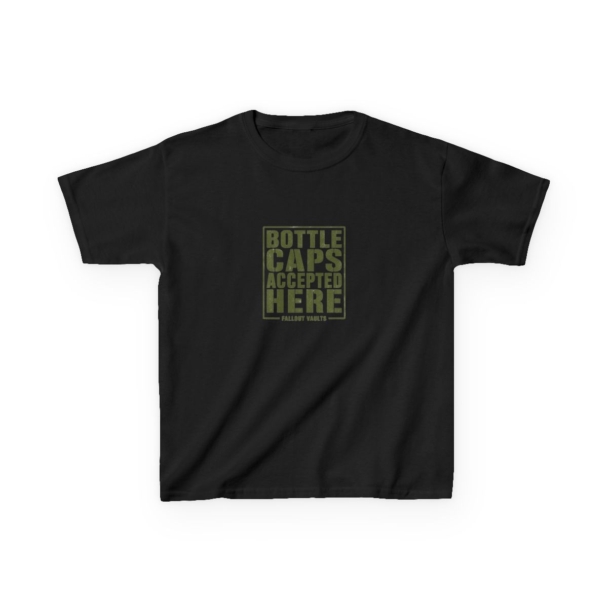 Fallout "Bottle Caps Accepted Here" Unisex Kids Tee - alternate angle 2, merchandise