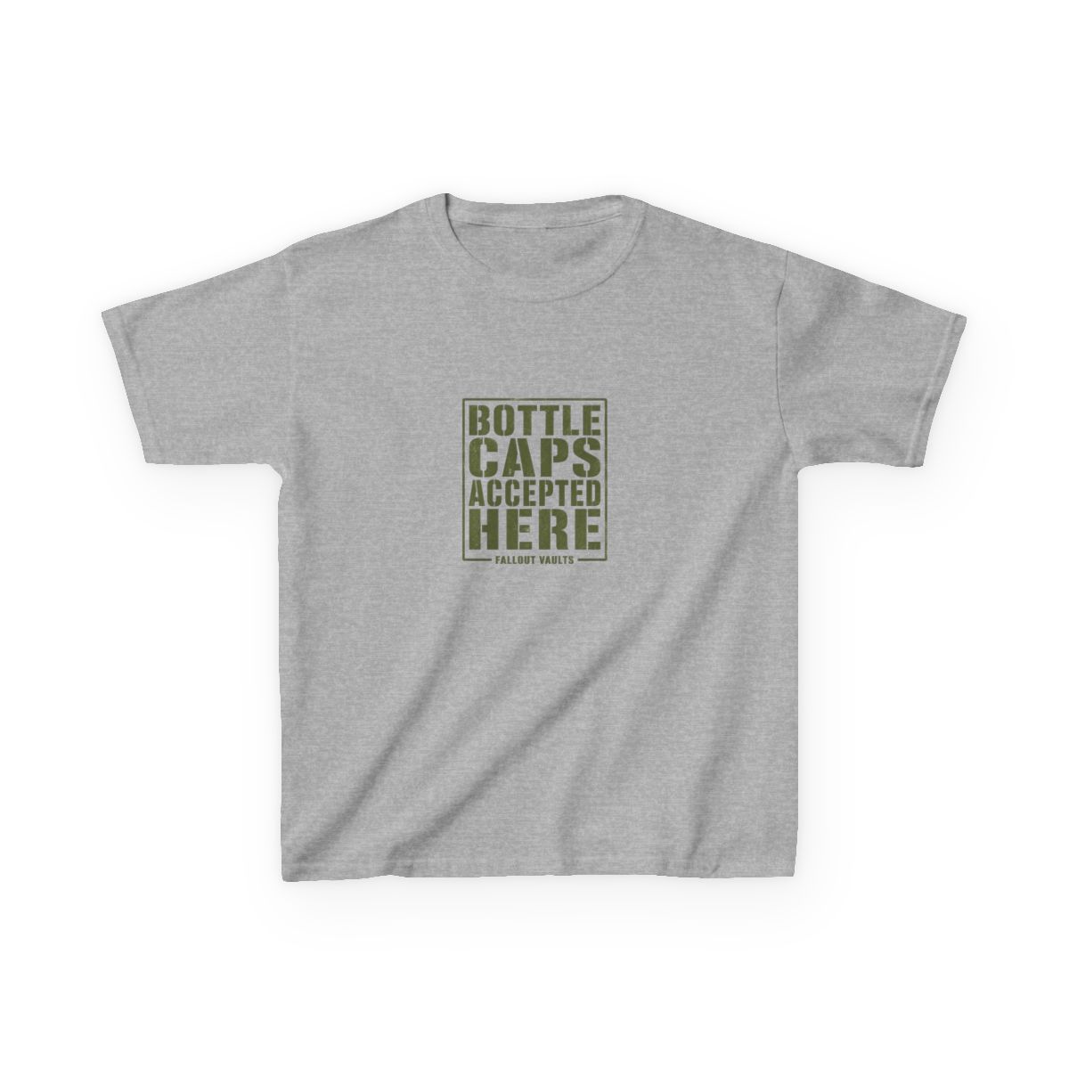 Fallout "Bottle Caps Accepted Here" Unisex Kids Tee - alternate angle 3, merchandise